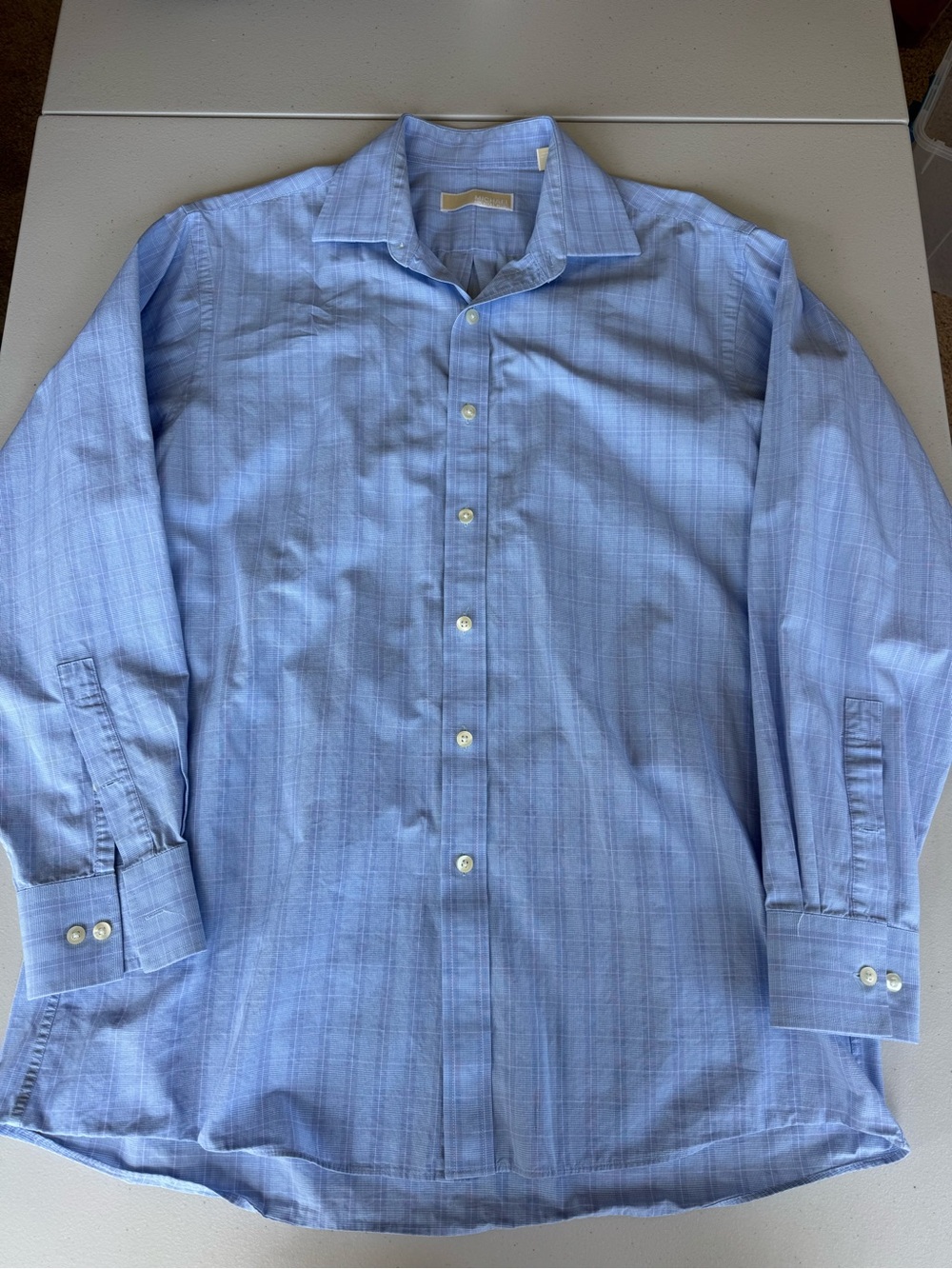 Michael Michael Kors Men's Dress Shirt Blue Plaid Button Down Size 16 32/33